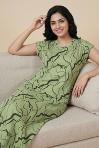 Zivame Woven Ankle Length Nightdress - Foam Green — thumbnail 5